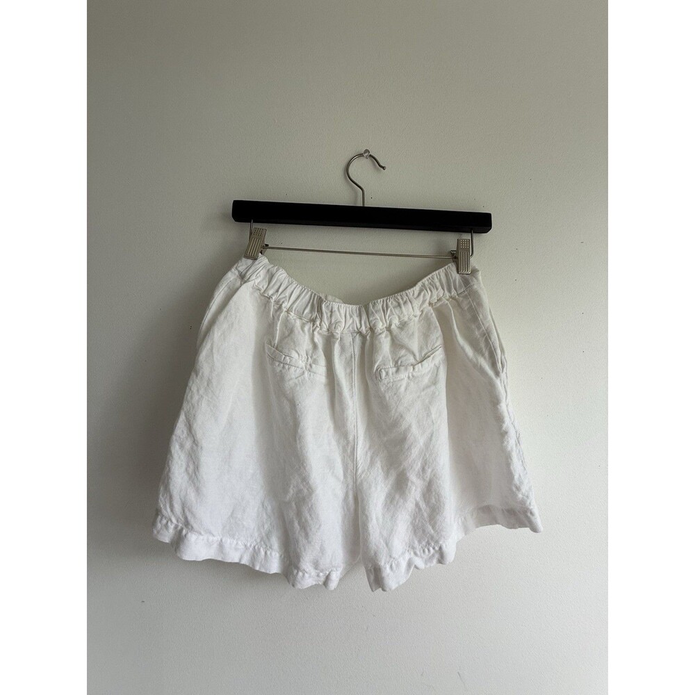 a new day 100% Linen White Ruffle Hem Shorts Women’s Size S Lightweight Summer